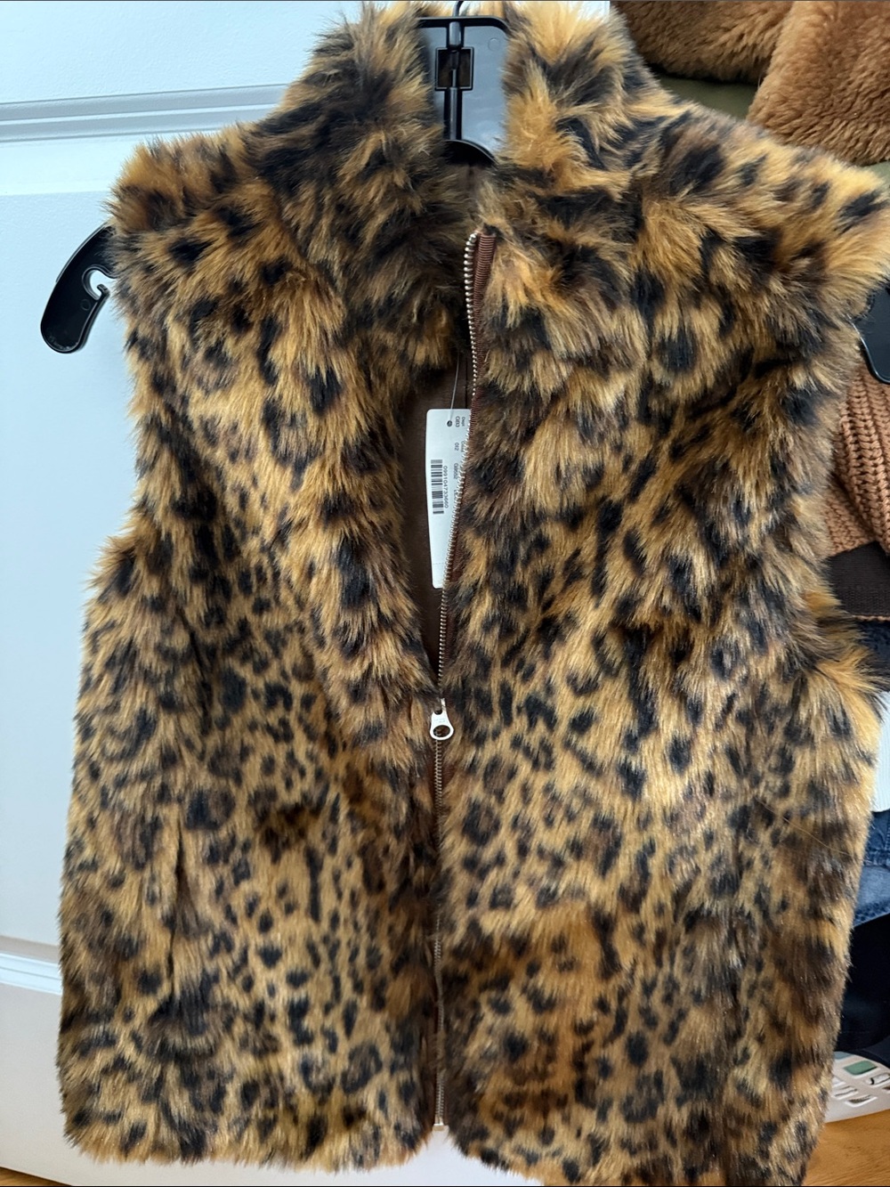J. Crew Girls' Faux Fur Leopard Vest in Brown & Black